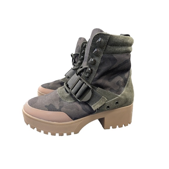 Steve Madden Shoes - Steve Madden Nayra Combat Platform Ankle Boots Womens 7.5 Green Camo Streetwear